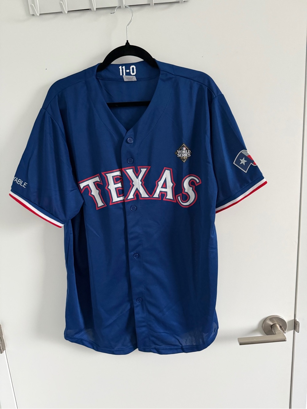 Texas Rangers World Series Patch Jung Baseball Jersey